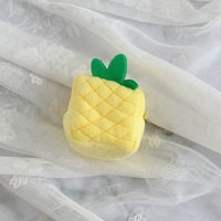Pluche muntportemonnee schattig zacht nieuw creatief fruit vierkant ritszakje kindertas voor opbergen van datakabels dagelijks gebruik feestdag cadeau