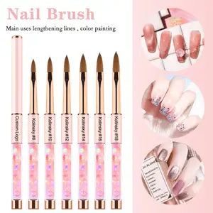 Private Label Roségold Crimped Kolinsky Deutschland Acryl Nagel bürste Pink Kolinsky Nail Art Brush