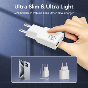 Tùy chỉnh mỏng 20W gan USB Loại C nhanh tường sạc di động nhanh chóng sạc Power Adapter cho điện thoại máy tính để bàn OTP bảo vệ EU/chúng tôi - Product Image 5