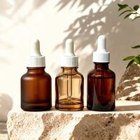 Botol Serum Kaca Kosmetik 30ml Grosir dengan Tutup Pipet, Kemasan Botol Kaca Kosong untuk Minyak Esensial Kosmetik