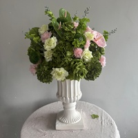 K83 Nouvelle Tendance Bouquet de Fleurs Artificielles Fait Main Blanc et Vert pour Mariage, Composition de Calla, Rose et Hortensia, Boule de Fleurs de 60cm