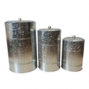 Amson Brass 3-Piece Metal Galvanized Flip Top Eco-Friendly Tea Coffee Sugar Bread Jars Kitchen Storage Container <b>Box</b> - Product Image 1