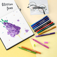 12 couleurs de marqueurs scintillants, surligneurs métalliques brillants, pointe fine, encre à base d'eau pour DIY, cartes de vœux, anniversaires