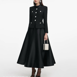 Nuevo Vestido Largo de Tweed con Diamantes Negros para Mujer, Otoño/Invierno 2026, Vestido de Noche Elegante hasta el Suelo - Product Image 2