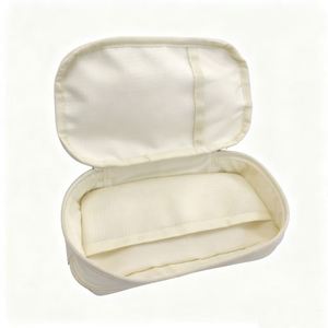 Expandable White Fabric Pencil <b>Bag</b> Zipper Closure Clear Window Adjustable Design High Capacity Storage for <b>School</b> Office - Product Image 4