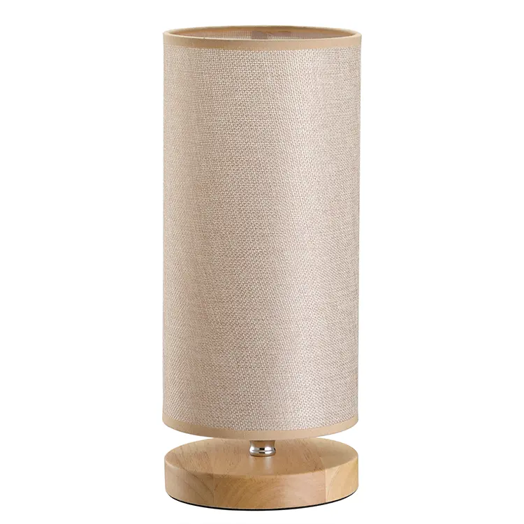 Minimalist Japanese Style Table Lamp with Fabric Shade Solid Wood Nightstand Lamp for Home Decor Bedroom Living Room Bedside