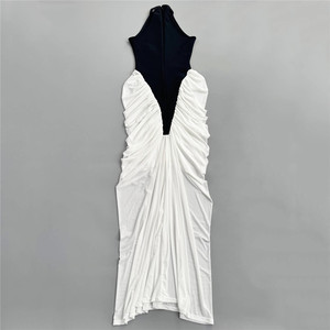 Elegante <span class=keywords><strong>abito</strong></span> bianco e <span class=keywords><strong>nero</strong></span> Patchwork <span class=keywords><strong>abito</strong></span> Sexy senza maniche <span class=keywords><strong>abito</strong></span> <span class=keywords><strong>da</strong></span> <span class=keywords><strong>sera</strong></span> con stile aderente <span class=keywords><strong>da</strong></span> donna <span class=keywords><strong>abito</strong></span> a pieghe <span class=keywords><strong>lungo</strong></span> <span class=keywords><strong>da</strong></span> festa - Product Image 5