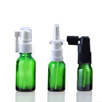 Vente en gros d'usine, flacons pulvérisateurs nasaux en verre vert personnalisés de 5 ml, 10 ml, 15 ml, 20 ml