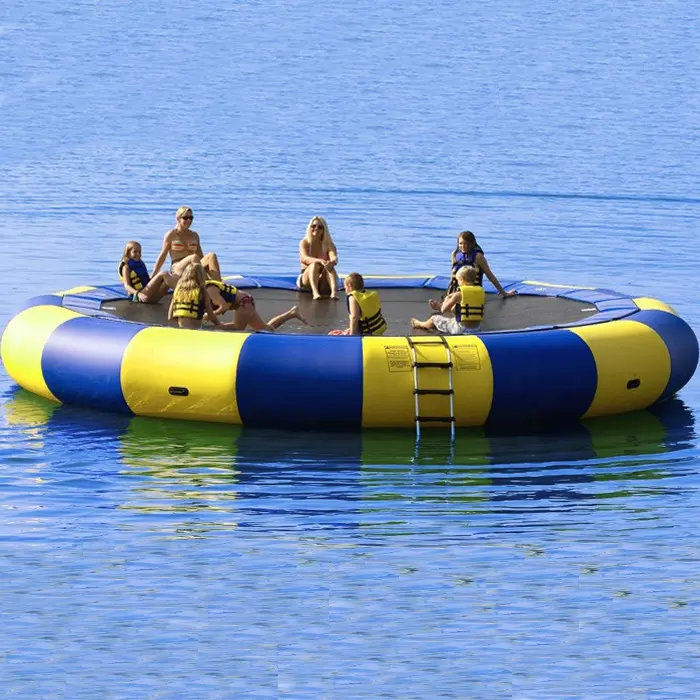 सबसे अच्छा बेच गर्मियों में पानी अस्थायी खिलौना inflatable पानी पार्क inflatable पानी trampoline के साथ स्टील फ्रेम और वसंत