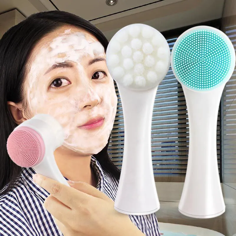 22 Fast Delivery Wholesale Cheap Two Side Use Exfoliator Manual Face Cleaning Brush 2 in 1