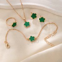 Flor de concha de lujo para mujer 4 unids/set 2024 nueva moda trébol de cinco hojas conjuntos de joyería