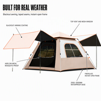 Tente de camping automatique 2-en-1 avec auvent, double couche, tissu Oxford 210D, imperméable PU2000mm, pour 2 à 6 personnes, idéale pour les voyages en famille en extérieur