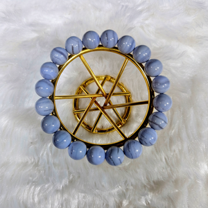 Pulsera de Ágata Azul para Hombre y Mujer, Piedra Preciosa de Cristal Curativo Natural con Certificado de Laboratorio para Yoga, Reiki y Meditación - Product Image 1