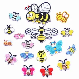 Leuke Custom Geborduurde Bee Doek Stickers Kinderen Decoratie Accessoires Cartoon Kleine Dieren Patches