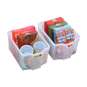 Multipurpose Transparent Kitchen Fruit Mesh Basket Office Supplies Organizer Stackable Plastic Pantry Storage Basket with Handle