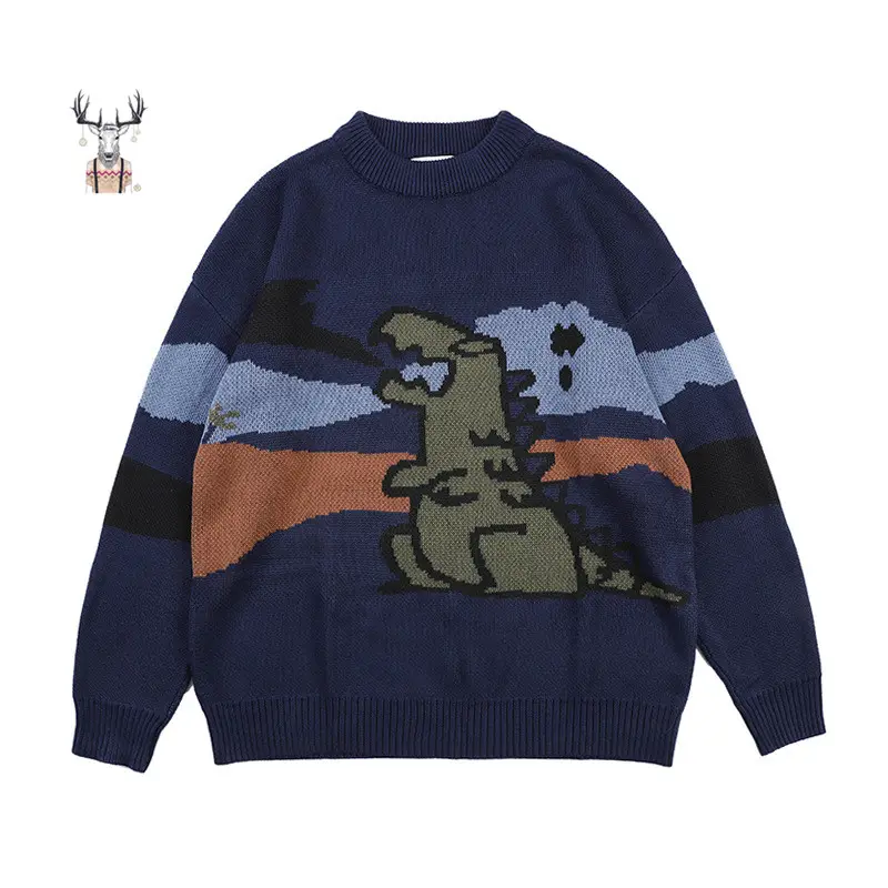 Custom Crewneck High Quality Jumper Pullover Jacquard Knitwear Stylish 100% Wool Mens Sweaters