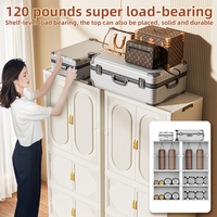 Armoire de Rangement Double Porte Pliable en Plastique à Étages Multiples pour Jouets d'Enfants et Vêtements de Maison