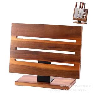 Porte-couteaux en bois pour l'international, bloc à couteaux magnétique de cuisine, support de rangement pour couteaux en bois d'acacia, magnétique double face pour cuisine - Product Image 5