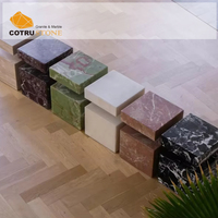 Table d'appoint en marbre naturel, design de mobilier d'intérieur, table multicolore, pilier en pierre de luxe, socle en marbre, table d'appoint, mesa en marbre