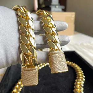 Gioielli Hip Hop di lusso Cadena Cubana Custom 10K 14K 18K <span class=keywords><strong>24K</strong></span> <span class=keywords><strong>bracciale</strong></span> a maglia Cubana Miami in <span class=keywords><strong>oro</strong></span> giallo massiccio reale per uomo donna - Product Image 5