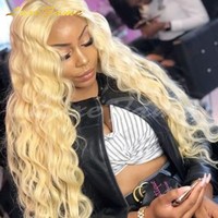 Perruque frontale transparente 13x4 Deep Loose Wave 613 Blond Miel Bouclé, 180% de densité, Perruque 13x6 Water Wave Colorée en Cheveux Humains pour Femme