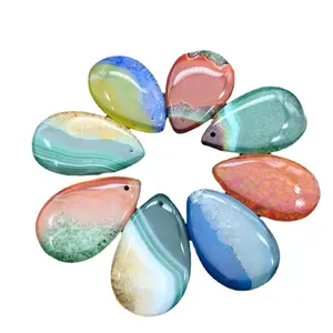 Natural Agate Stone Crystal Pendant Multicolor Stone Pendants Gemstone Pendants