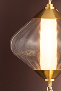 Lámpara Colgante Moderna de Diseño Interior <span class=keywords><strong>Fiorello</strong></span> con Pantalla de Vidrio Acanalado Transparente, Lámpara de Techo de Latón Antiguo para Villa - Product Image 6