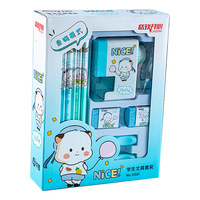 Ensemble de papeterie pour la rentrée scolaire de 17 pièces pour les élèves, comprenant un taille-crayon, une gomme, un porte-stylo, des fournitures scolaires mignonnes de dessin animé