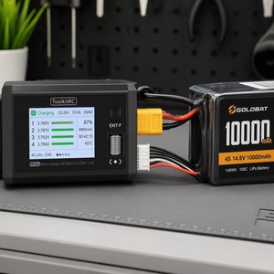 Chargeur intelligent ToolkitRC M7AC AC100W DC300W à double sortie, multifonction, avec test de signal et déchargeur d'équilibrage pour drones FPV RC et aéronefs - Product Image 1