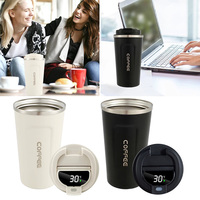 Mug isotherme intelligent portable en acier inoxydable pour café de bureau, avec affichage de la température, 500 ml (16 oz), promotionnel, sous vide