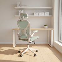 Chaise de bureau ergonomique moderne haut de gamme en maille, avec accoudoirs pivotants réglables, rembourrée pour un confort optimal, mécanisme papillon, dossier ailé et glissière.