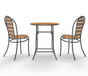 Conjunto de comedor al aire libre de hierro y acero de teca moderno contemporáneo, muebles híbridos para todo tipo de clima para patio, <span class=keywords><strong>terraza</strong></span>, jardín - Product Image 4