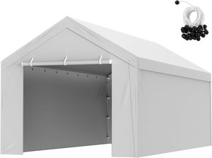 Carport tán Bìa Top + Side tường 10x20 ft nhà để xe Lều nơi trú ẩn Tarp nặng không thấm nước UV bảo vệ khung thép dễ dàng - Product Image 2
