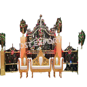 Decoración de escenario de gran boda con tema occidental, decoración de escenario de recepción de boda cristiana, escenario de boda de fusión judía e India - Product Image 1