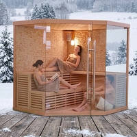 Sauna de Infrarrojos Eléctrica Portátil Moderna de Madera de Hemlock Canadiense con Panel de Control Computarizado 220V