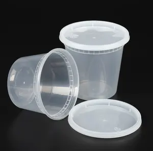 8oz 12oz 16oz 24oz 32oz One Hand Cover Microwavable Food Storage Disposable Leakproof Round Plastic Soup Deli Container