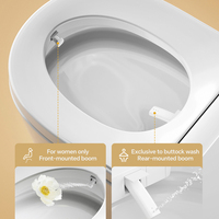 WC intelligent MWD court 58 cm avec bidet intégré, électrique, à poser au sol, avec fonction de lavage frontal pour femmes, idéal pour les petites salles de bain