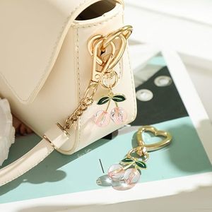 Porte-clés cerise transparent, breloque pour sacs à main, cadeaux pour femmes, mères, accessoires de fête - Product Image 5