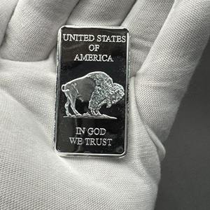 Großhandel Metall Buffalo Bullion Barren Maßgefertigte Legierung Versilberter Barren Eine Troy Unze Versilberter Bullion Barren als Geschenk - Product Image 3