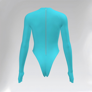 Maillot de bain une pièce modeste haut de gamme à manches longues avec fermeture éclair au dos pour une protection solaire et une couverture intégrale - Product Image 2