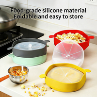 Seau à Popcorn Pliable en Silicone avec Couvercle, Compatible Micro-ondes, Bol à Popcorn en Silicone pour Soirées Cinéma à Domicile (Vente en Gros)
