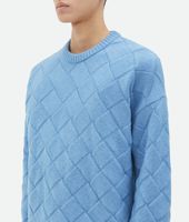 Vente en gros de pull en laine à texture intreccio pour hommes en tricot à col ras du cou coupe régulière 3D
