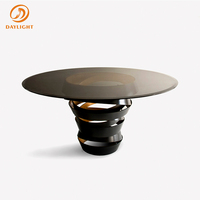 Table ronde de salle à manger de cuisine moderne et élégante à vendre, avec plateau en verre et acier inoxydable