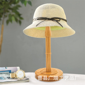 Wooden <b>Hat</b> Rack Solid Wood Round <b>Standing</b> <b>Hat</b> Holder For Entryway Coat And Cap Display 33x15x85cm Natural Color - Product Image 3