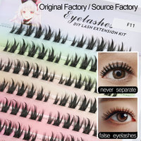Kit de cils en grappe DIY, cils individuels naturels, effet wispy et pointus, 10 rangées