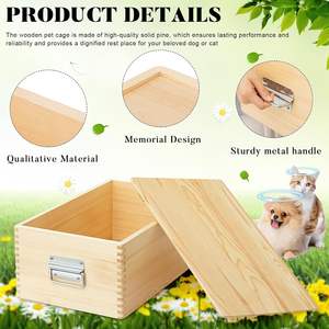 Sağlam Metal Mandalı ile Köpek Kedi Anıtı İçin Masif Çam Ahşap Evcil Hayvan Kremasyon Urnesi - Product Image 5