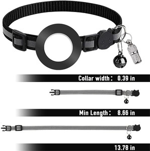 Collar Reflectante <span class=keywords><strong>de</strong></span> Nailon para Mascotas con Soporte para Airtag, Campana y Placa <span class=keywords><strong>de</strong></span> Identificación, Collar Antipérdida para Cachorros y Gatitos - Product Image 3