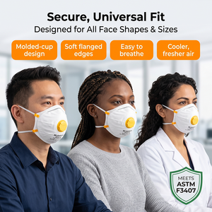 หน้ากากอนามัย FFP2 แบบมีวาล์วหายใจ ปรับคลิปหนีบจมูกได้ ใช้แล้วทิ้ง ป้องกันฝุ่นละออง สำหรับงานอุตสาหกรรม - Product Image 1