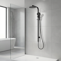 Robinet de douche de luxe noir pour salle de bain, corps en acier inoxydable 304 et laiton, ensemble de pommeau de douche carré effet pluie