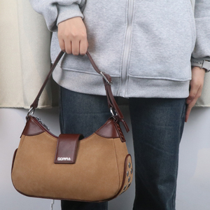 GORFIA pour femmes 2025 Solid,Color Chains Suede Axils Rivets Pu Leather Texture One Shoulder Bag Autumn Female Sac Women Handbag/ - Product Image 6